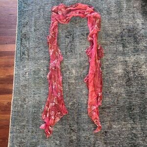 Elegant Red Pink Floral Scarf